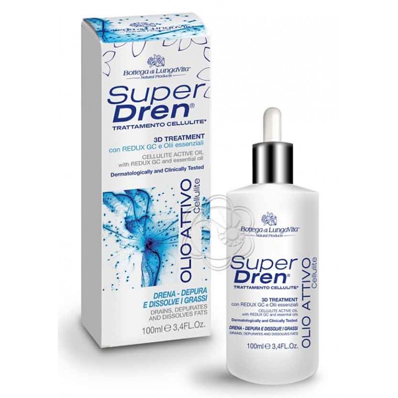 Super Dren Olio Attivo Cellulite (100 ml) Bottega di Lungavita - Anticellulite Super Dren Olio Attivo Cellulite (100 ml) Bottega di Lungavita - Anticellulite