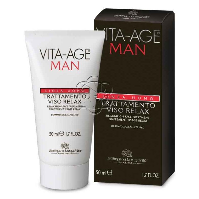 Trattamento Viso Relax Vita Age Uomo (50 ml) Bottega di Lungavita - Cosmetici Uomo Trattamento Viso Relax Vita Age Uomo (50 ml) Bottega di Lungavita - Cosmetici Uomo