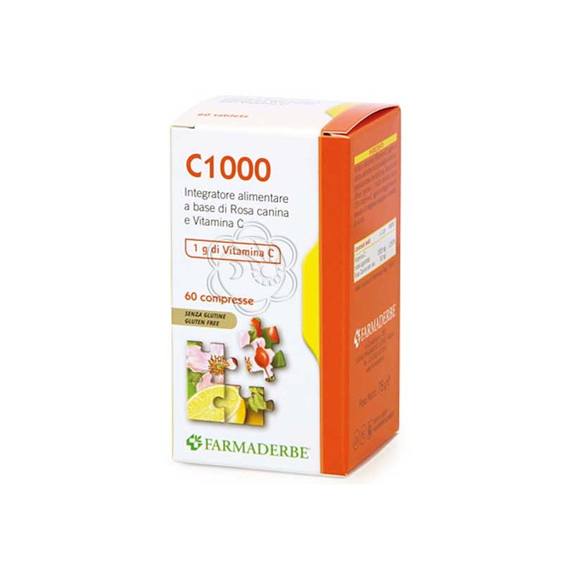 C1000 - Vitamina C (60 Compresse da 1000 mg) Farmaderbe - Vitamina C Naturale C1000 - Vitamina C (60 Compresse da 1000 mg) Farmaderbe - Vitamina C Naturale