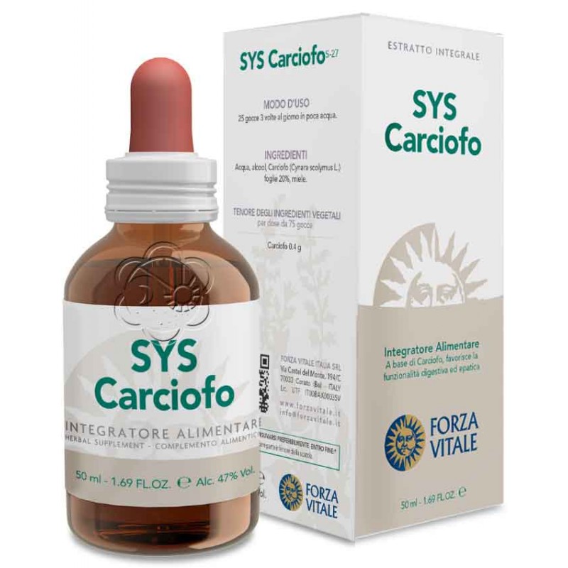 Sys Carciofo 50 ml (Cynara scolymus) Forza Vitale - Tinture Madri - Digestivi, Colagoghi e Coleretici Sys Carciofo 50 ml (Cynara scolymus) Forza Vitale - Tinture Madri - Digestivi, Colagoghi e Coleretici