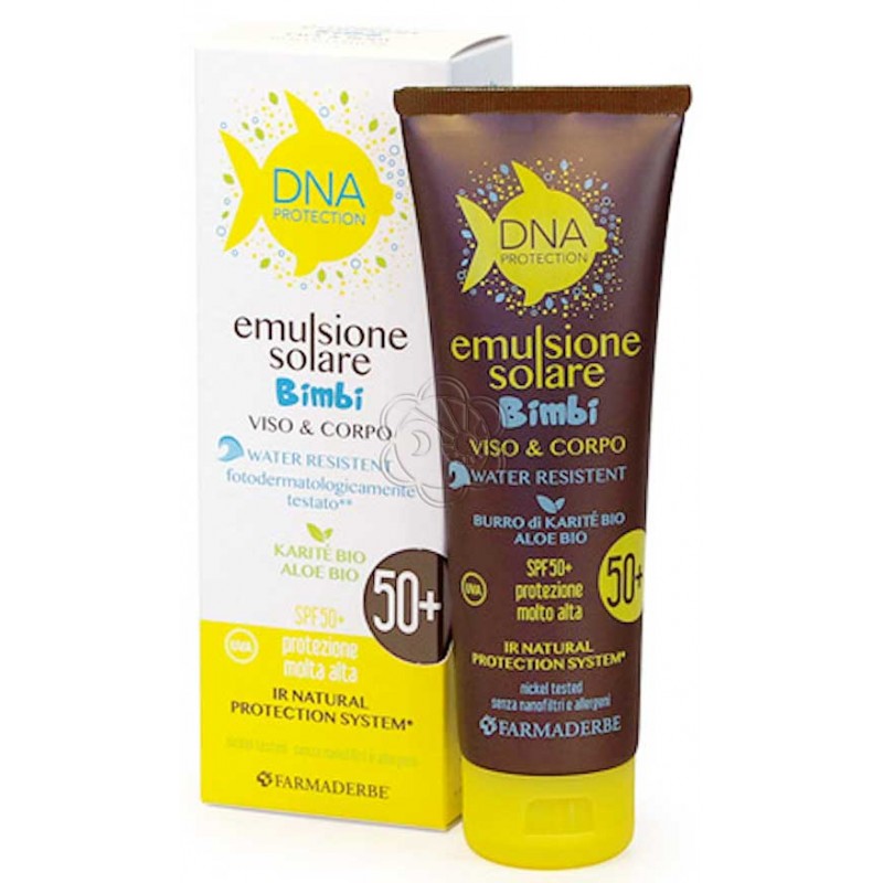 Emulsione Solare Bimbi DNA 50+ (125 ml) Farmaderbe - Abbronzanti Emulsione Solare Bimbi DNA 50+ (125 ml) Farmaderbe - Abbronzanti