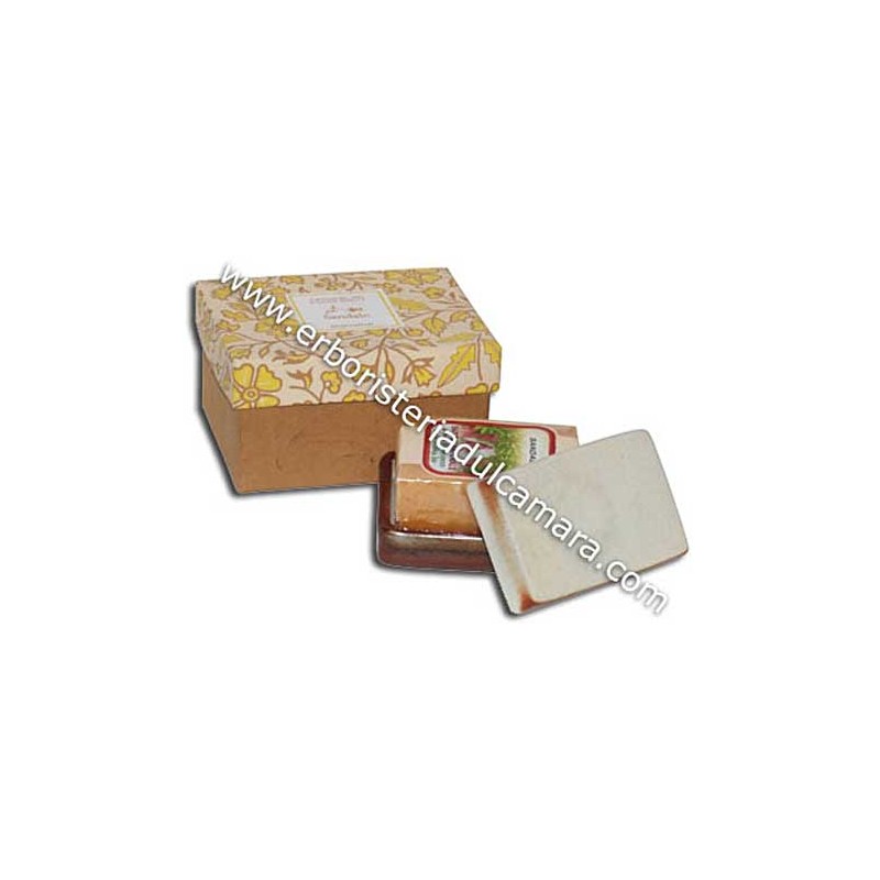 Confezione Regalo Sapone Sandalo con Portasapone in Gres (400 g) Dhanvantari Confezione Regalo Sapone Sandalo con Portasapone in Gres (400 g) Dhanvantari