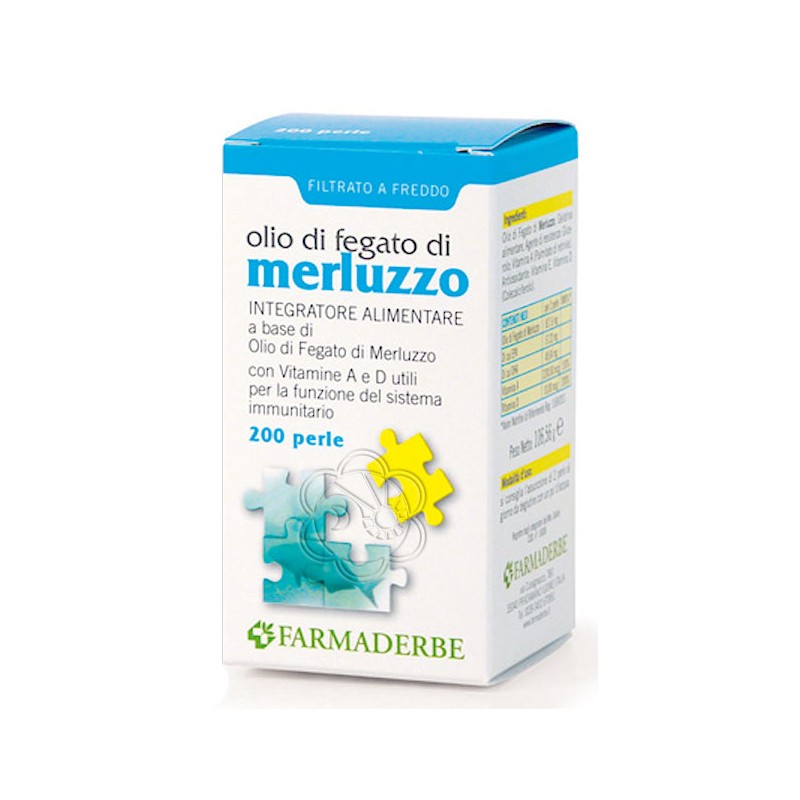 Olio di Fegato di Merluzzo (200 Perle) Farmaderbe - Ossa Olio di Fegato di Merluzzo (200 Perle) Farmaderbe - Ossa