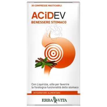 Acid EV Benessere Stomaco (30 Compresse Masticabili) Erba Vita - Gastrite, Iperacidità