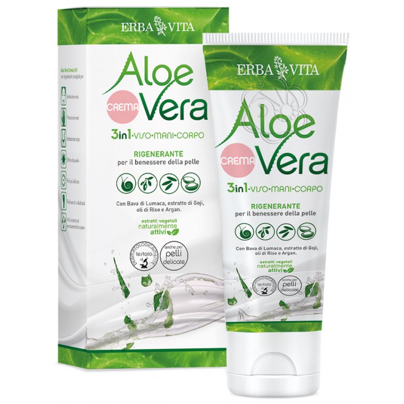 Crema Aloe 3 in 1 viso mani corpo (200 ml) Erba Vita