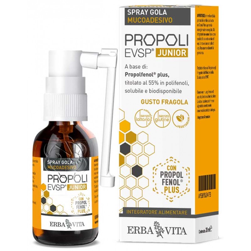 Propoli Spray Gola Mucoadesivo Junior No alcool evsp (20 ml) Erba Vita - Propoli Gola Bimbi