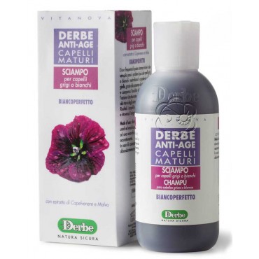 Shampoo Anti-Age Capelli Maturi - Bianco Perfetto (200 ml) Derbe - Contro l'Ingiallimento del Capello Bianco