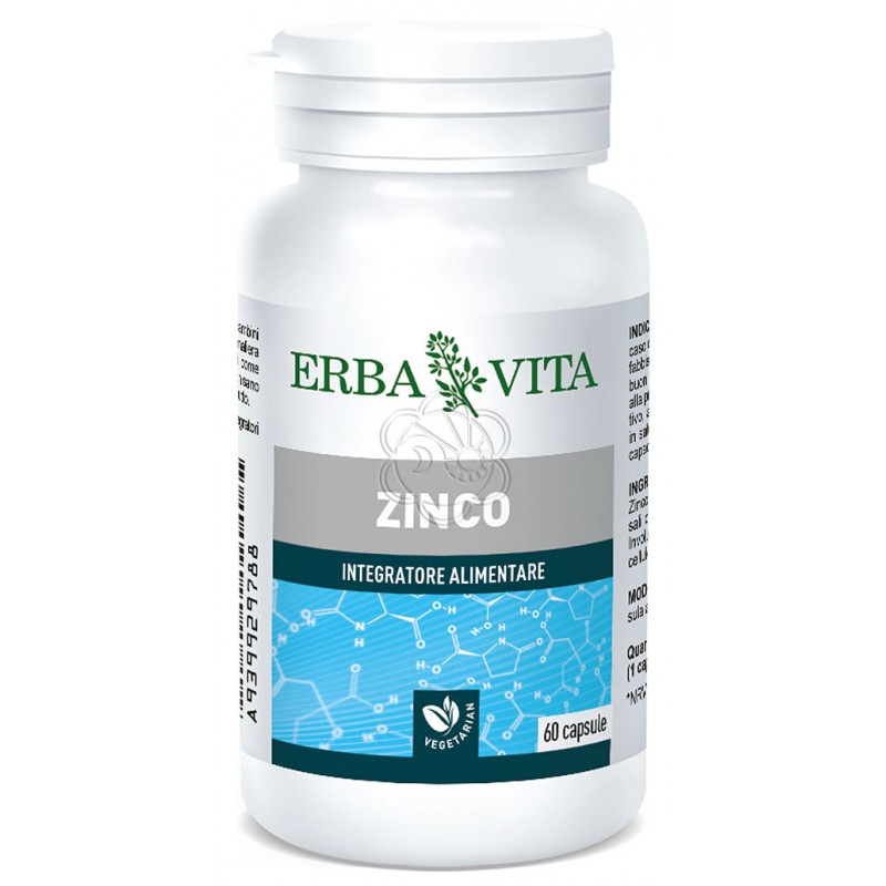 Zinco (60 Capsule) Erba Vita - Sistema Immunitario e Ormoni Zinco (60 Capsule) Erba Vita - Sistema Immunitario e Ormoni