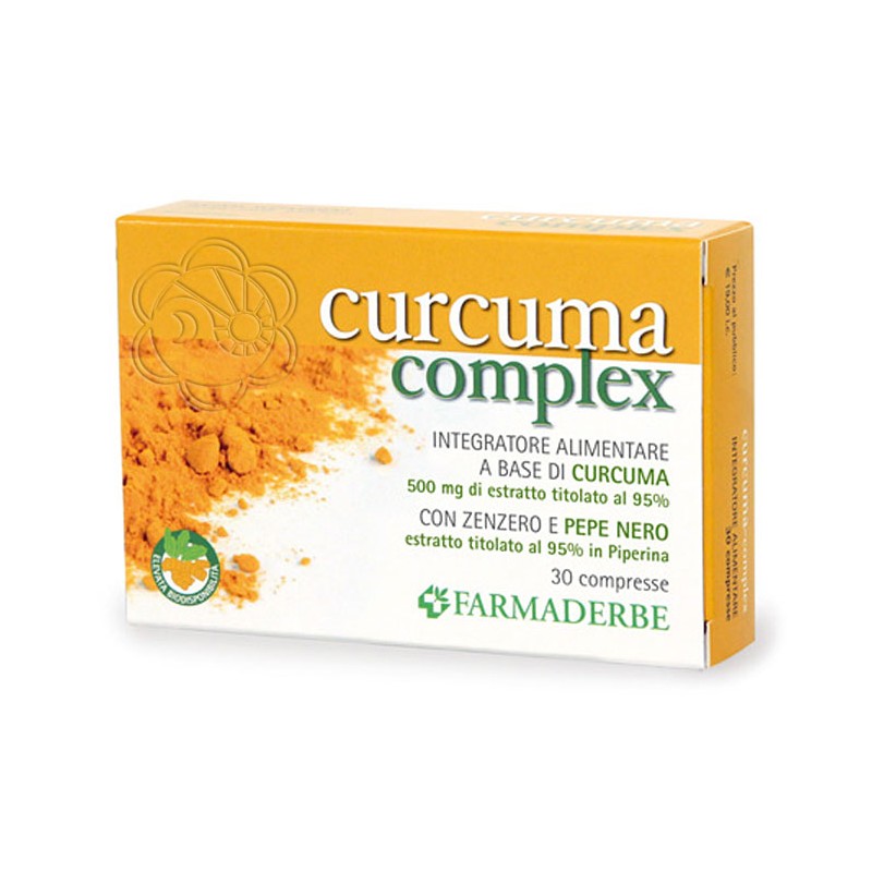 Curcuma Complex (30 Compresse) Farmaderbe - Associata a Piperina e Zenzero